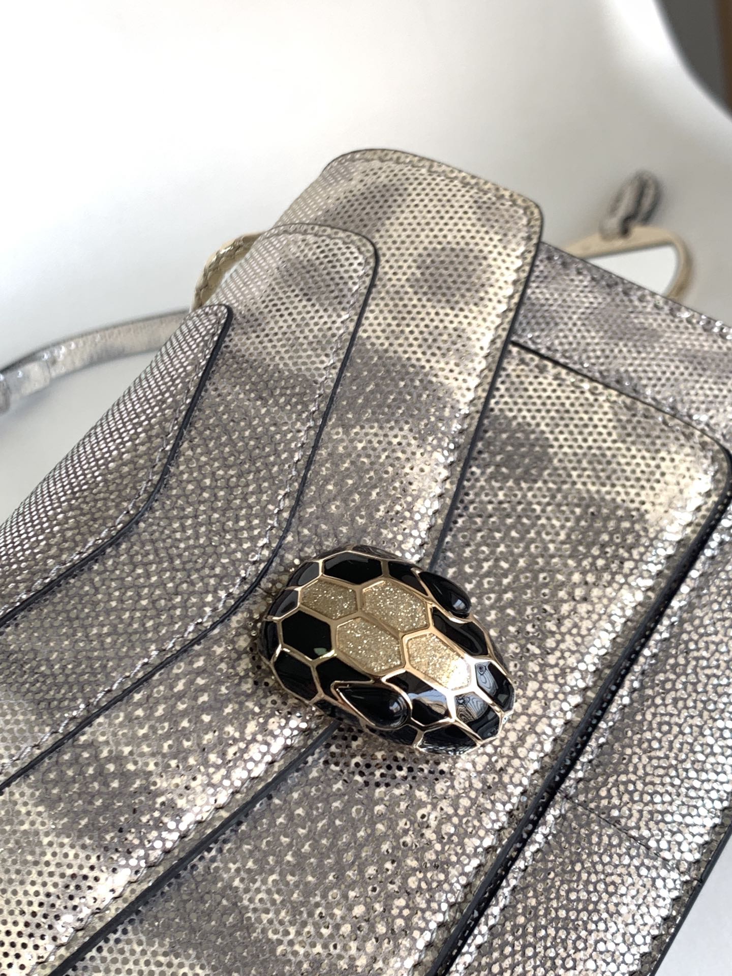 Bvlgari Serpenti Forever Crossbody Bag in Grey Snake Skin